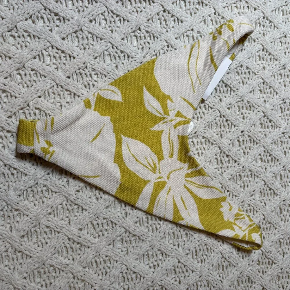 NWT L*Space Cabana Bottom‎ Bitsy Yellow White Floral Textured Bikini Bottom – XL